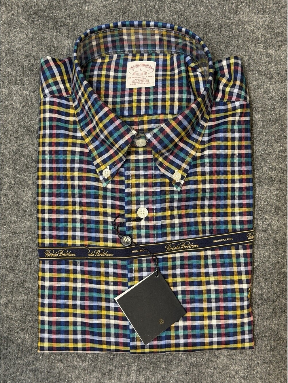 Brooks Brothers Non-Iron Plaid Button-Down Shirt NWT L $92